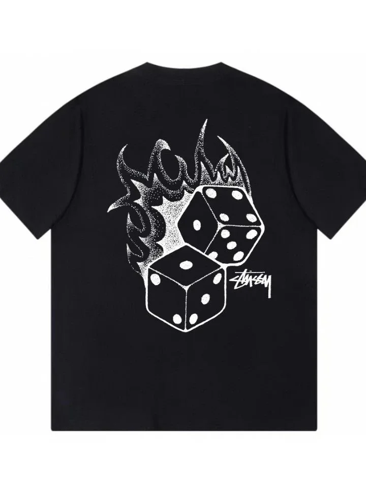 Stussy Dice and Flame Graphic T-Shirt