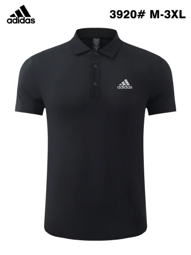 Adidas Black short-sleeve polo shirt with small chest logo