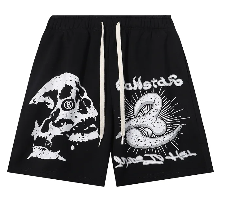 Sp5der Skull and Snake Graphic Shorts