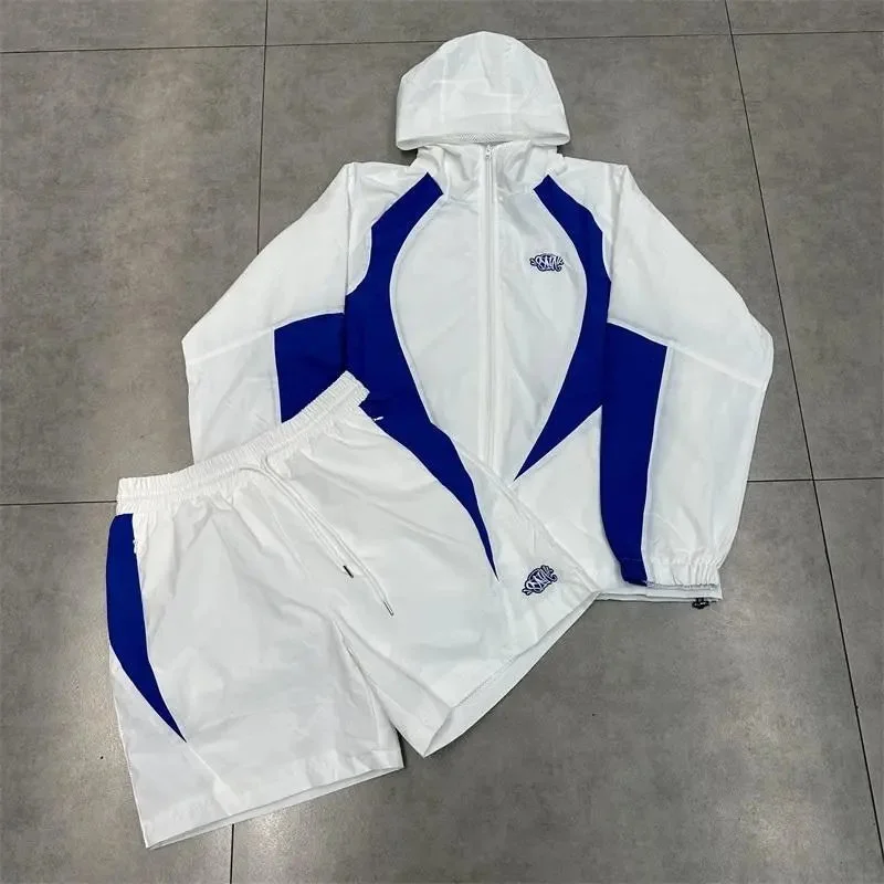 Sp5der Blue Accented Windbreaker Set