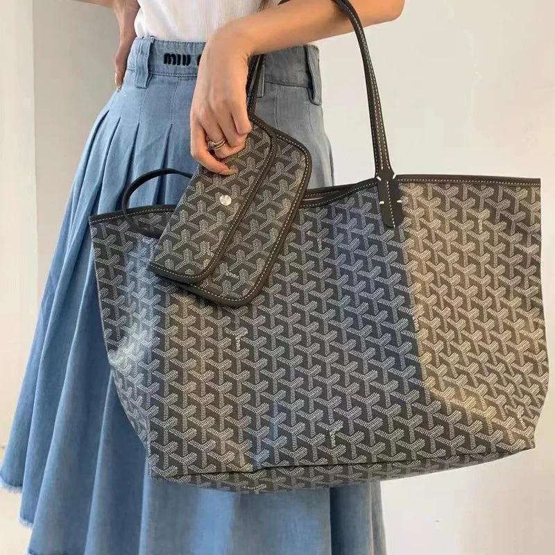 Goyard Monogrammed canvas tote bag with matching small pouch