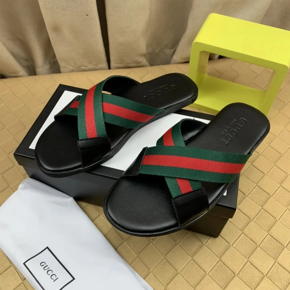 Gucci Web Stripe Slide Sandals
