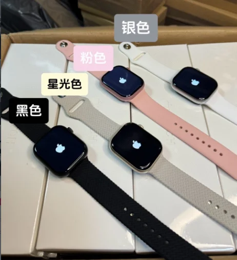 Apple Black pink silver beige sport band smart watch with apple logo