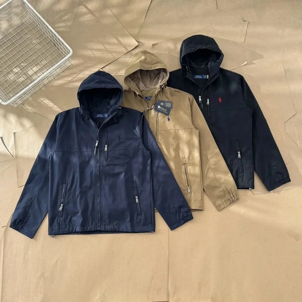 Polo Ralph Lauren Nylon windbreaker jacket with hood zip pockets and embroidered