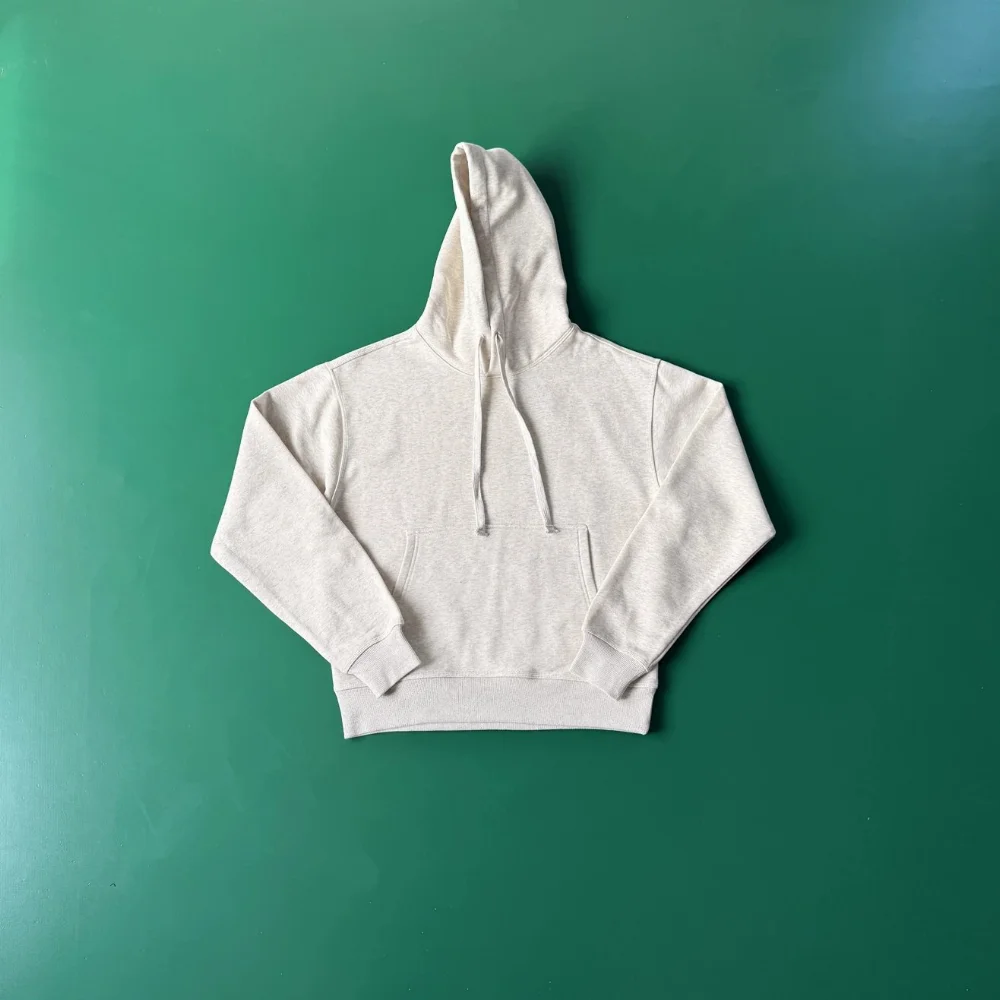 light gray heathered cropped hoodie with front pouch pocket