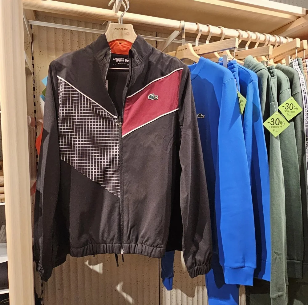 Lacoste Grid and Colorblock Windbreaker Jacket
