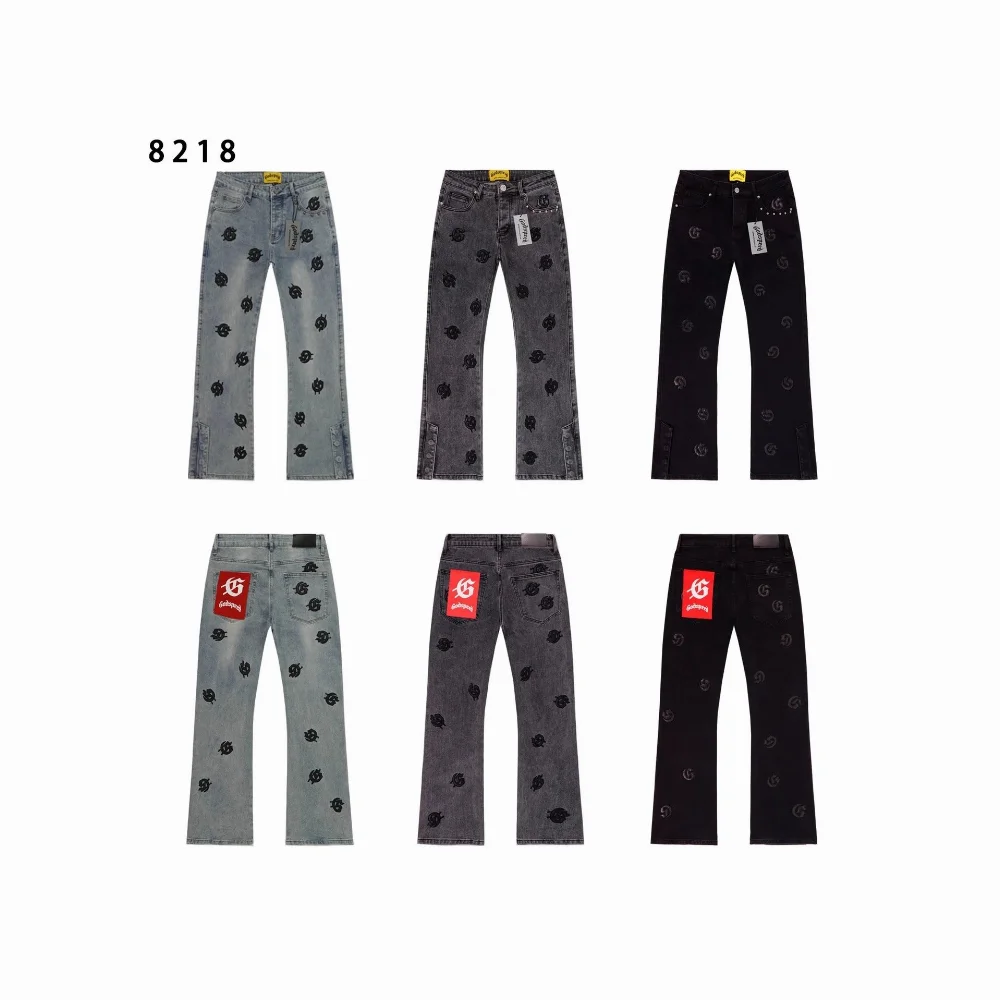 Gadsprey Embroidered Logo Flared Jeans