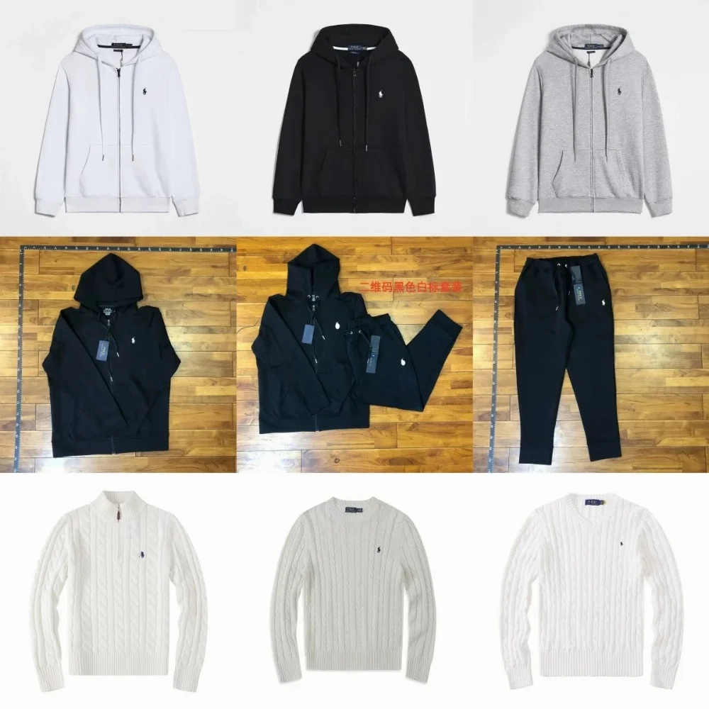 Polo Ralph Lauren Classic Fit Zip-Up Hoodie and Cable Knit Sweater