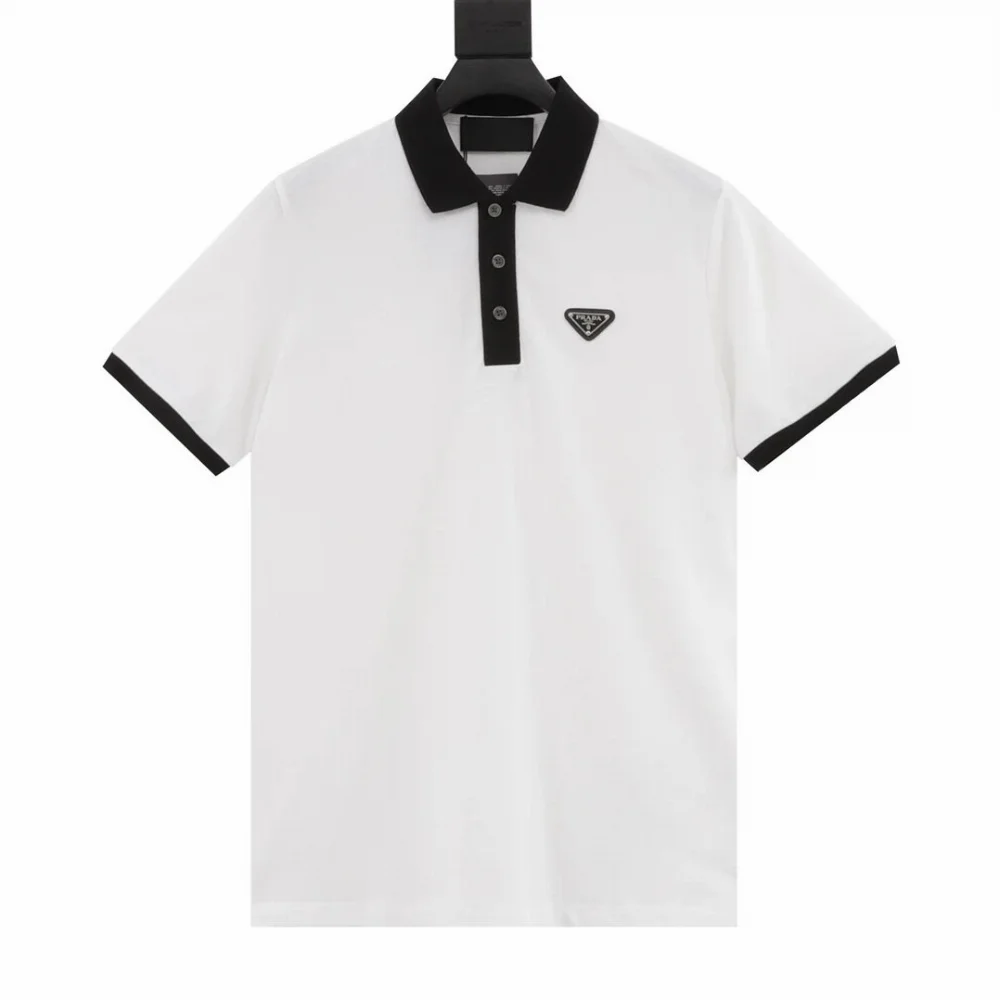 Prada Triangle Logo Contrast Trim Polo Shirt