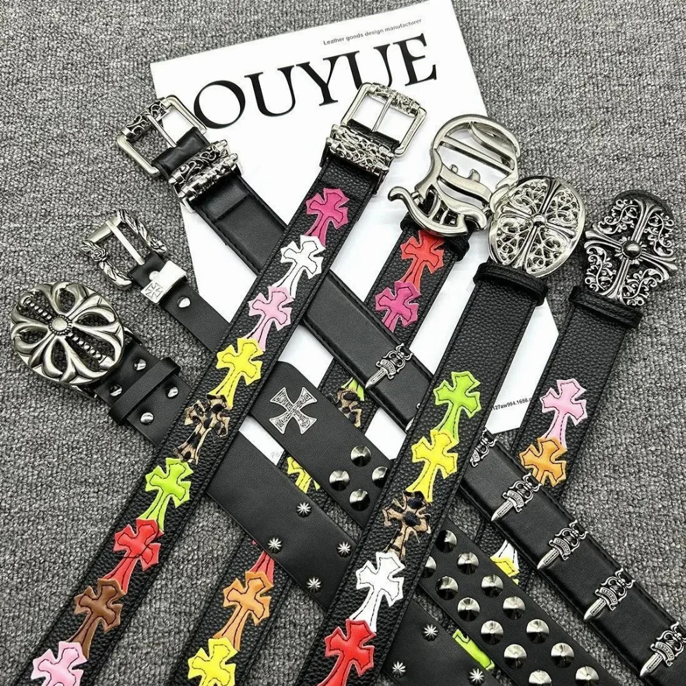Chrome Hearts Cross and Fleur-de-Lis Stud Belt