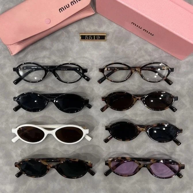 Miu Miu Oval and round frame sunglasses with tortoiseshell and solid color
