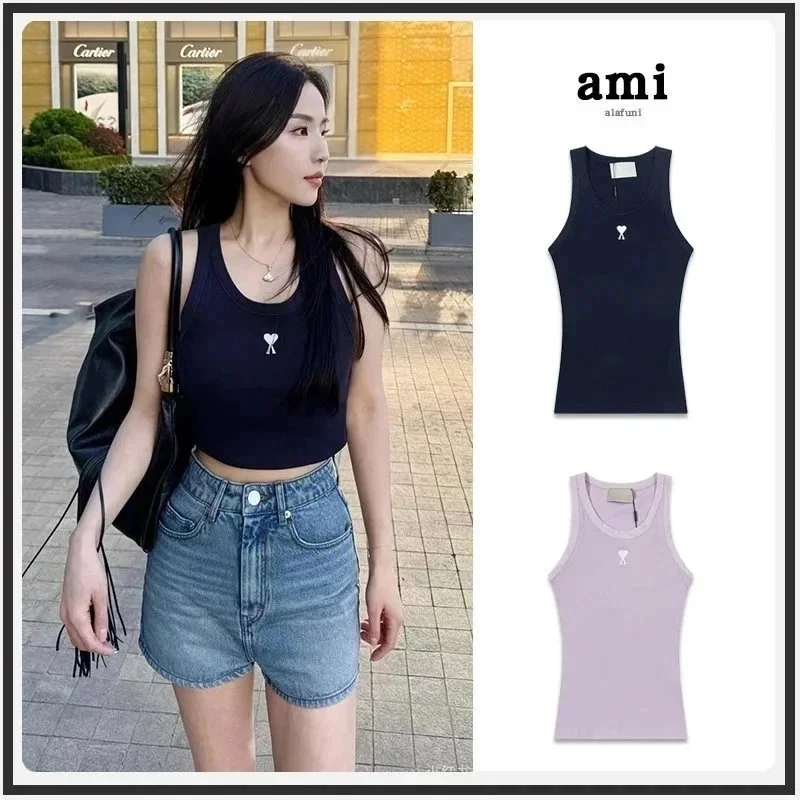 ami Heart Logo Cropped Tank Top