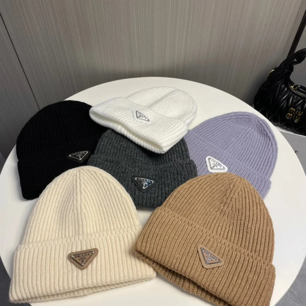 Prada Triangle Logo Patch Beanie