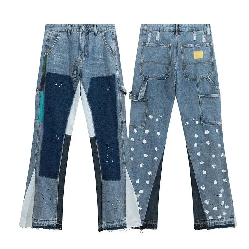 Gallery Dept. Paint Splatter Distressed Flare Jeans