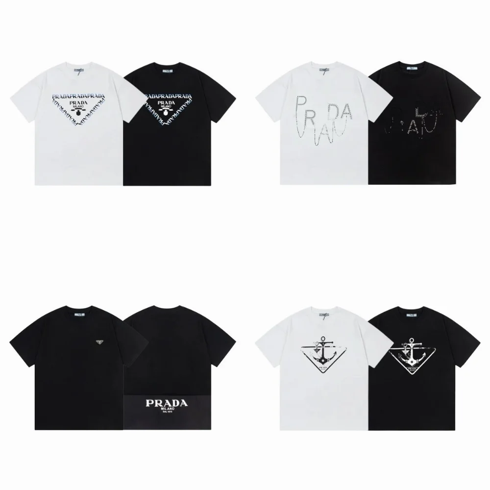 Prada Triangle Logo and Anchor Print T-Shirt