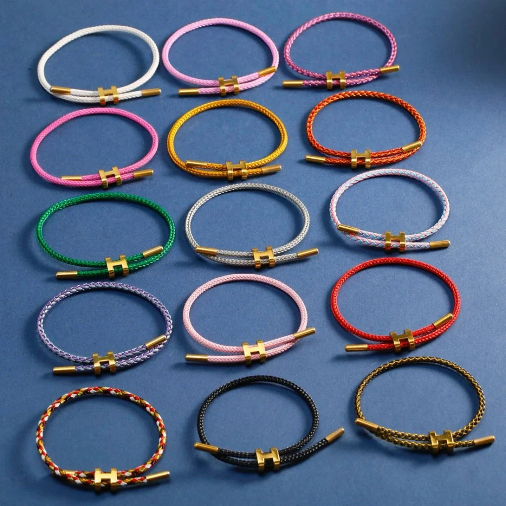 Hermes H Logo Braided Cord Bracelet