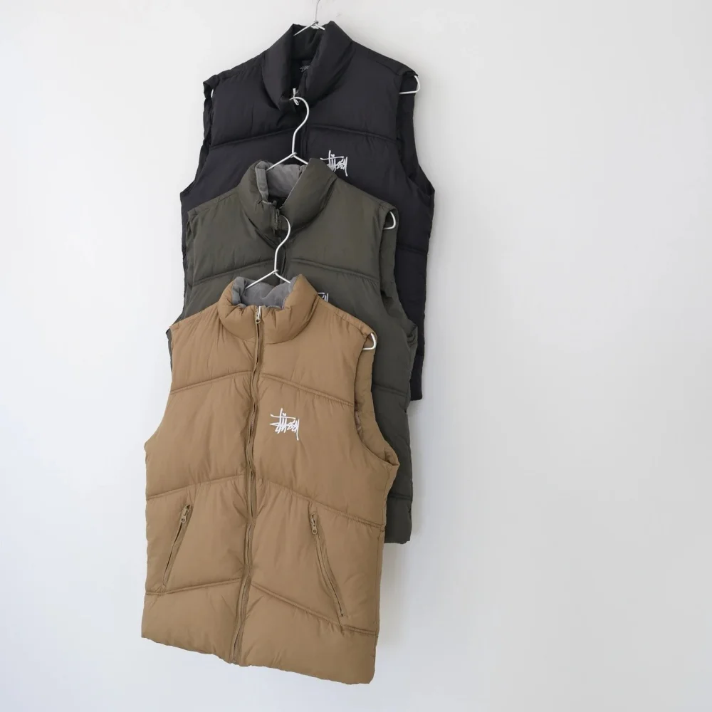 Stussy Quilted puffer vest with stand collar two front zip pockets