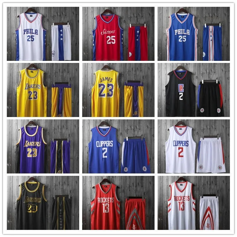 Yellow and purple mesh v-neck basketball jersey with number 24 and matching shorts