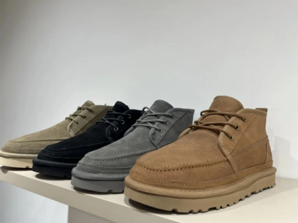 black grey brown olive suede chukka ankle boot with lace-up and rubber sole