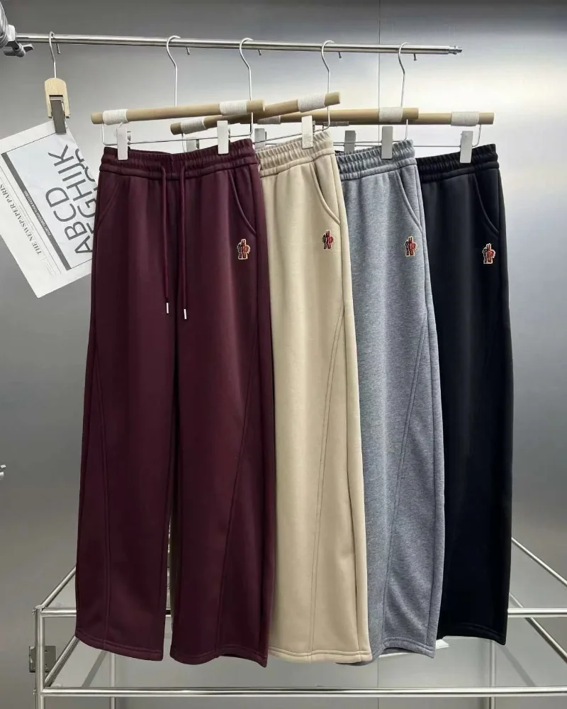 Lacoste Maroon beige gray black fleece sweatpants with side seam detail and