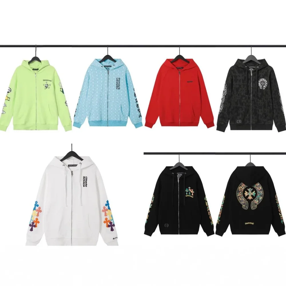 Chrome Hearts Cross Motif Embroidered Zip-Up Hoodie