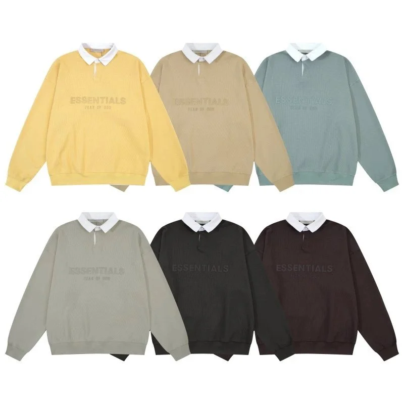 Essentials Waffle Knit Collared Sweatshirt