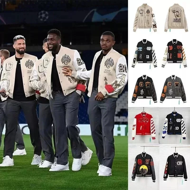 Off-White OW Logo Patchwork Varsity Jacket