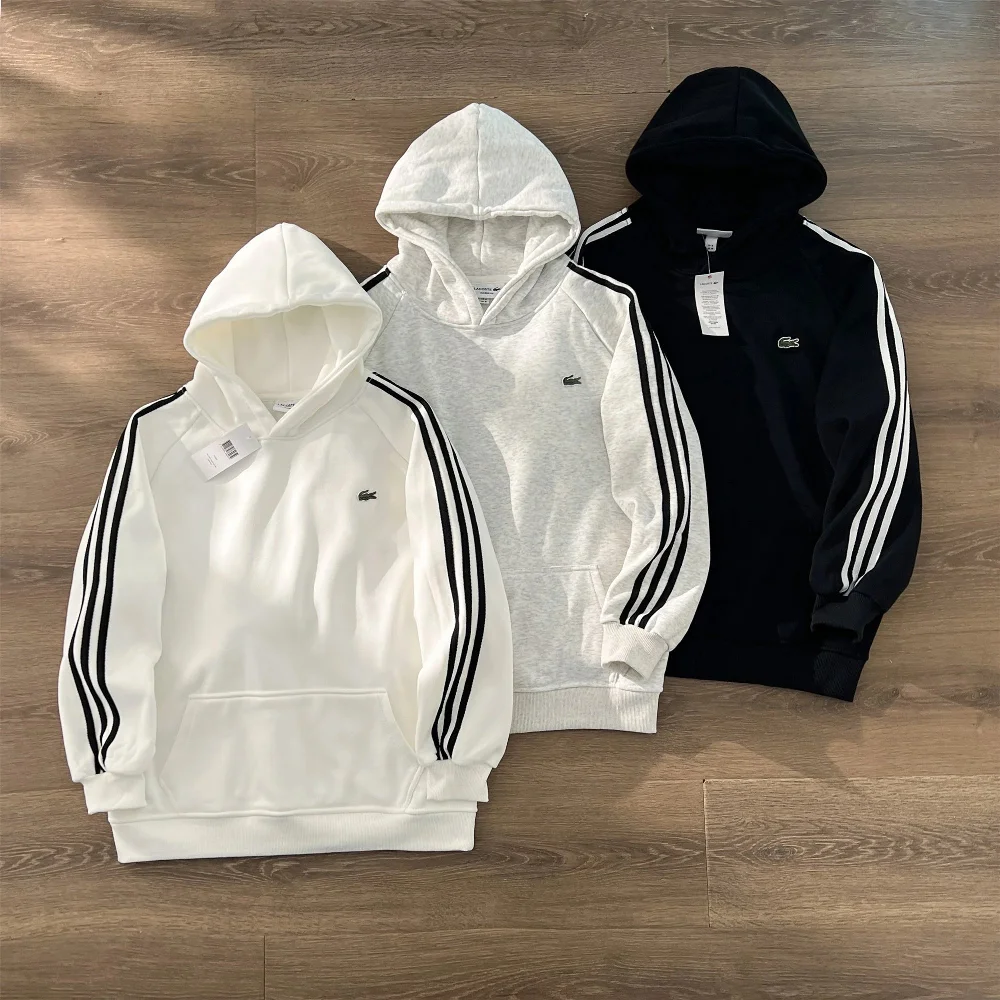Lacoste Three-Stripe Sleeve Hoodie