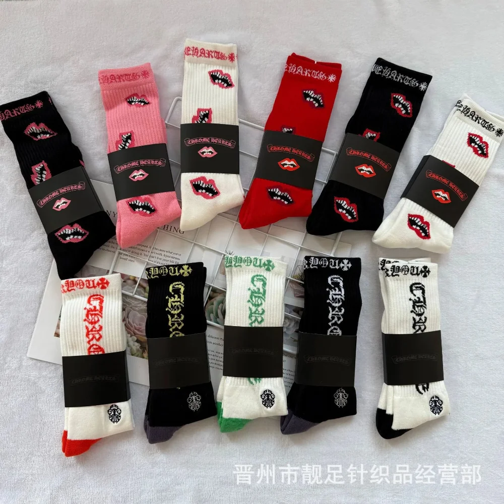 Chrome Hearts Lips Embroidery Socks