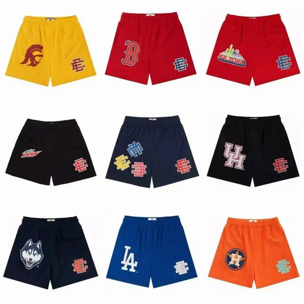 Red mesh shorts with Arizona cactus graphic and embroidered logo