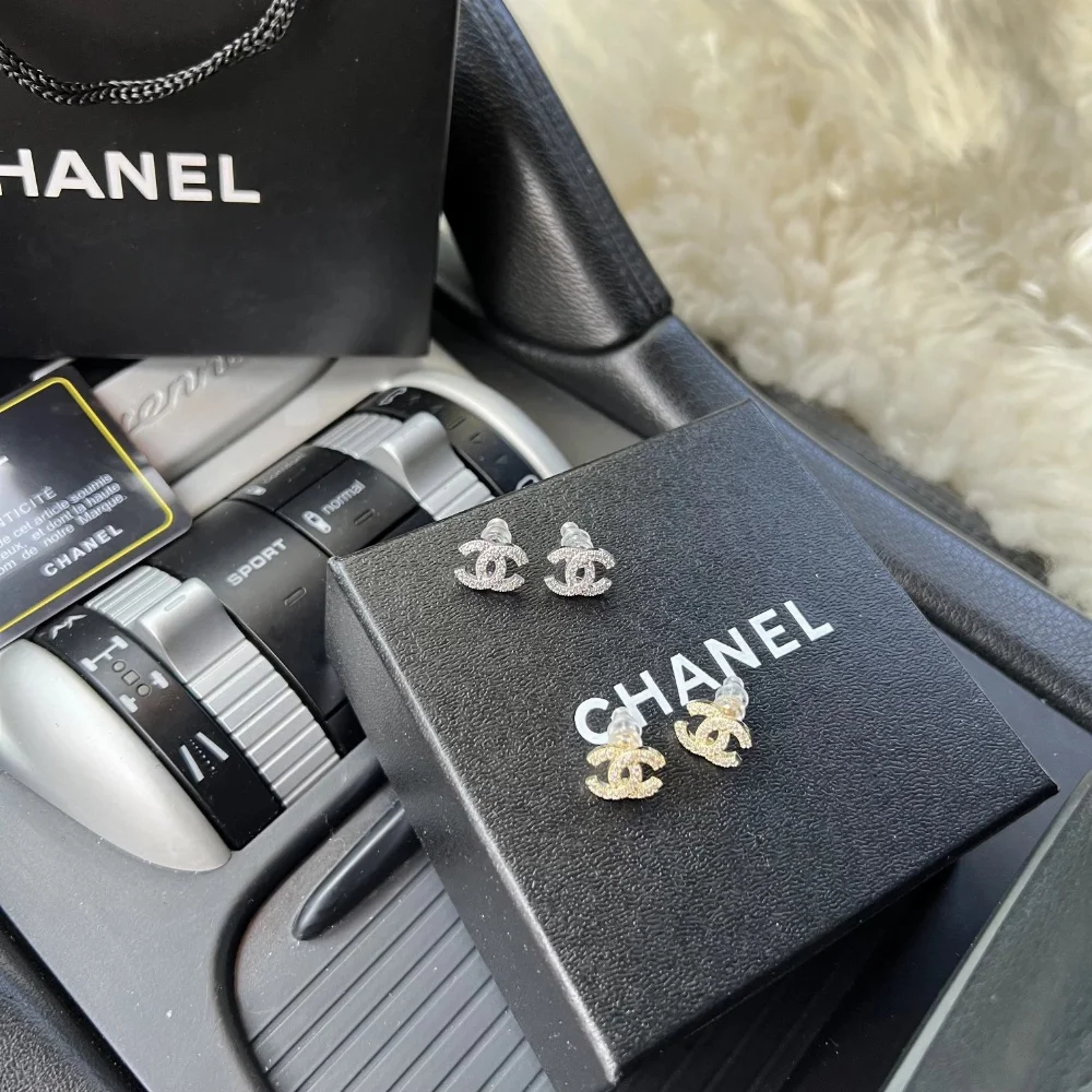 Chanel CC Logo Stud Earrings