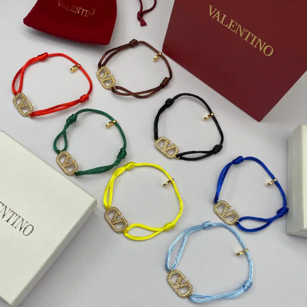 Valentino VLogo Crystal-Embellished Cord Bracelet