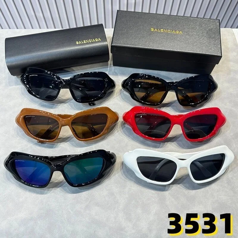 Balenciaga Cat-eye frame acetate sunglasses in black brown red white with gradient