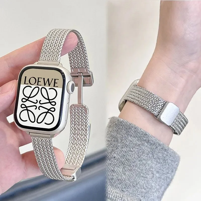 Loewe Silver mesh metal watch band with magnetic clasp