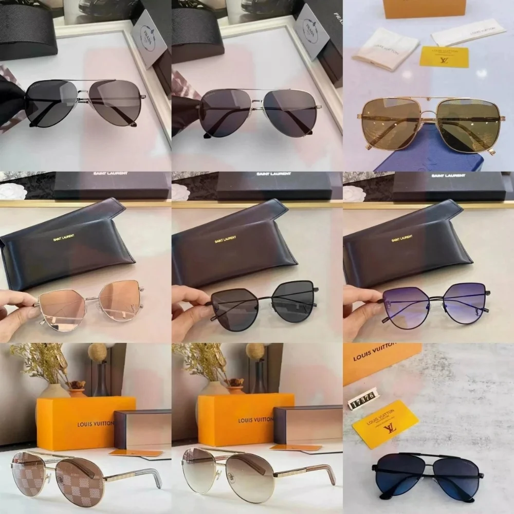 Louis Vuitton Aviator and geometric metal frame sunglasses with gradient and checkered