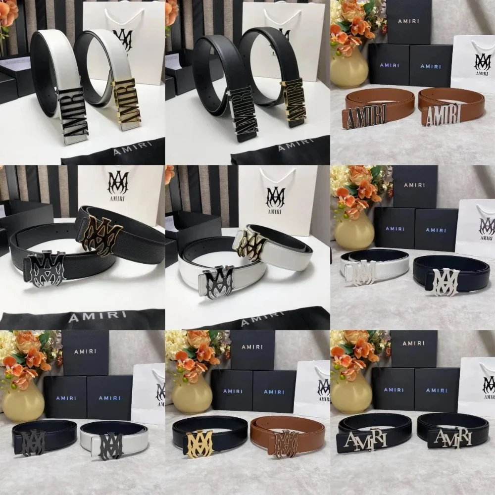 AMIRI Logo Buckle Leather Belt
