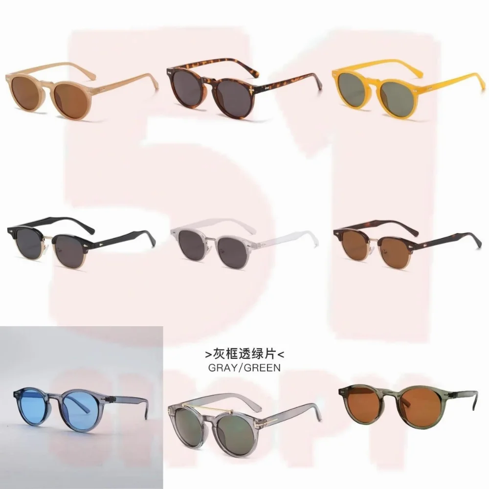 Round acetate frame sunglasses with clear or mirrored lenses in multiple colors