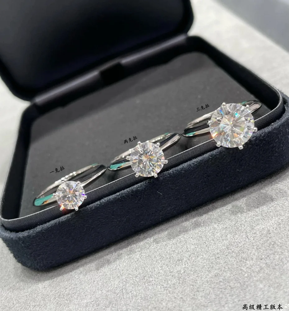 925 silver six-prong solitaire ring with round brilliant stone