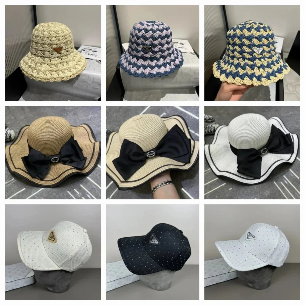 Prada Triangle Logo Woven Bucket Hat