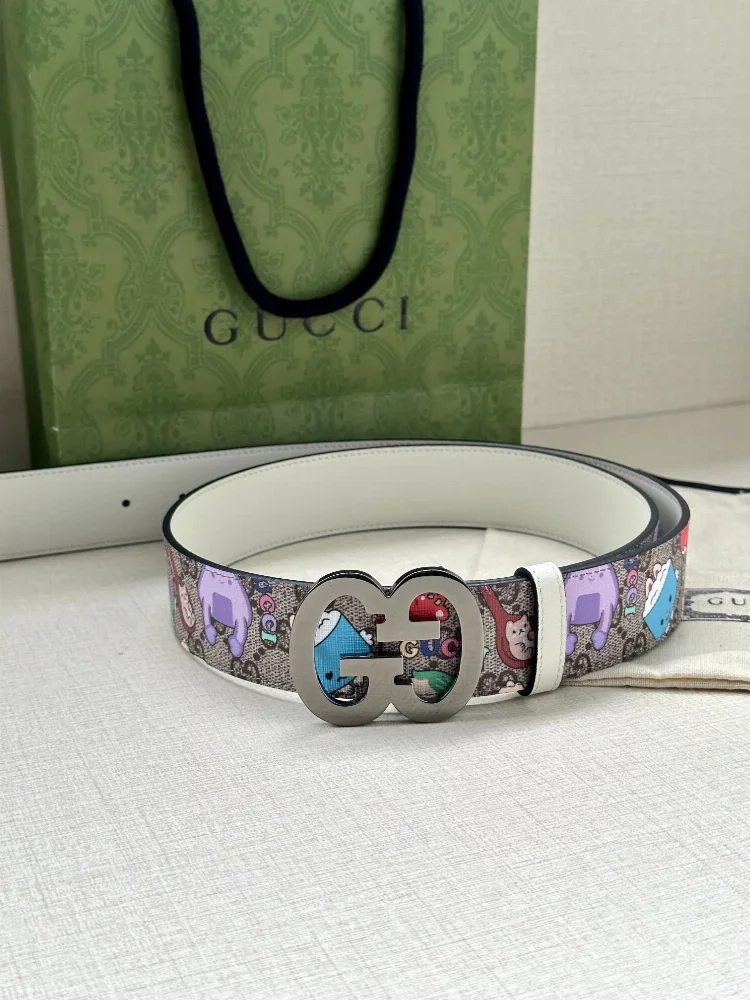 Gucci Cartoon Print GG Buckle Belt