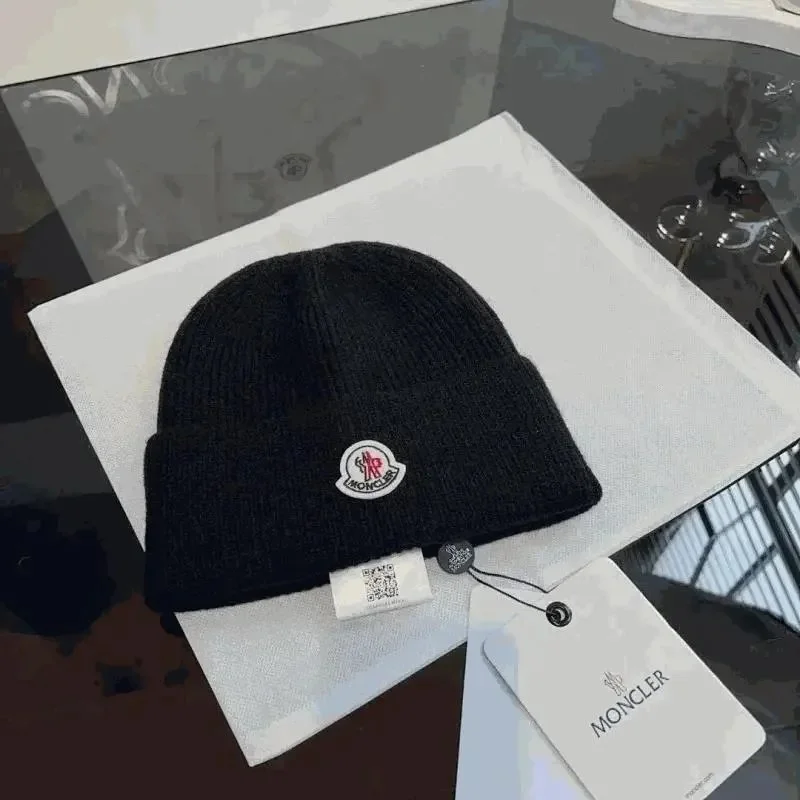 Moncler Logo Patch Beanie Hat
