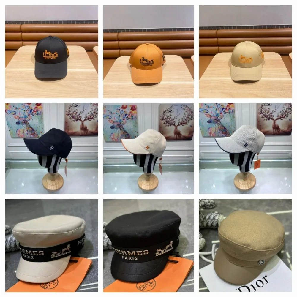 Hermes Canvas Cap with Horse and Carriage Logo