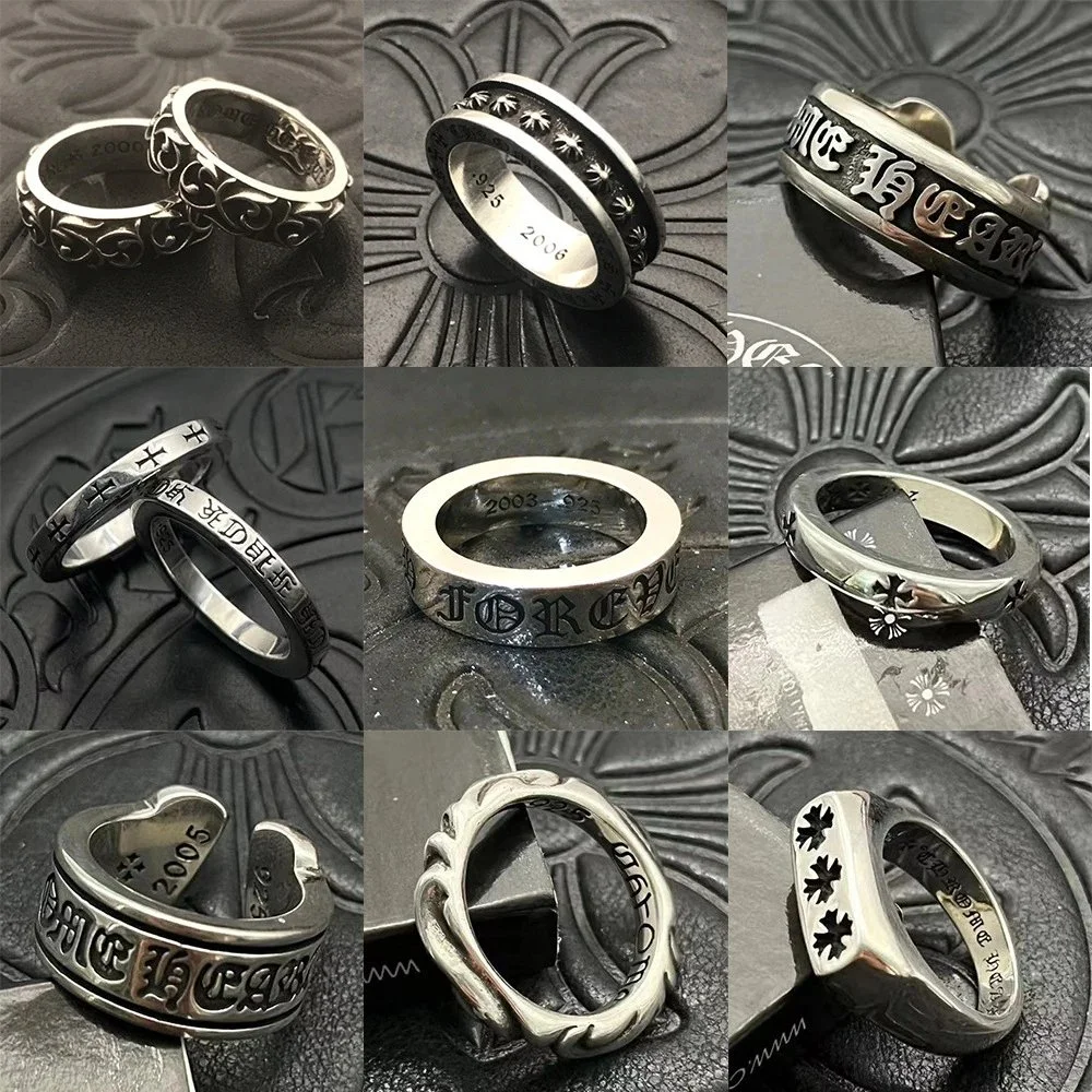 Chrome Hearts Cross and Script Engraved Ring