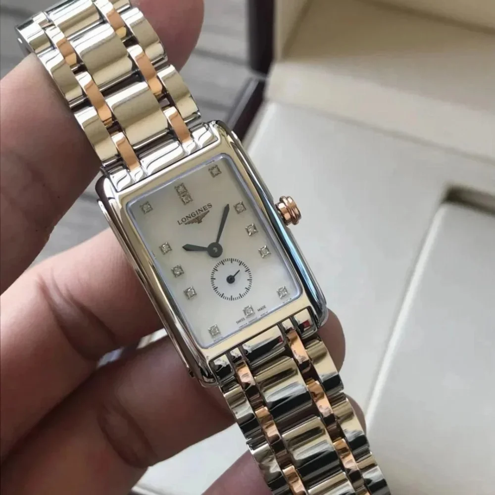 Longines Rectangle Diamond Dial Wristwatch