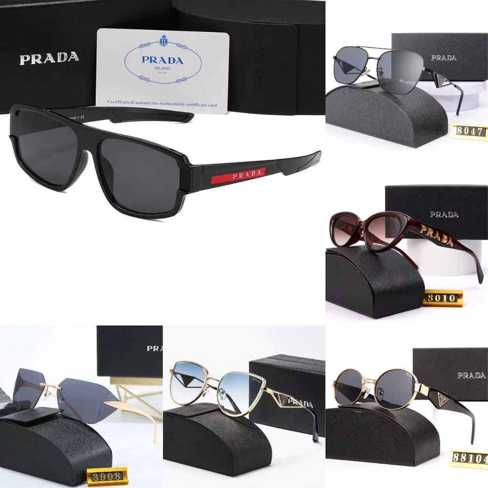 Prada Black acetate oversized sunglasses with red logo temple