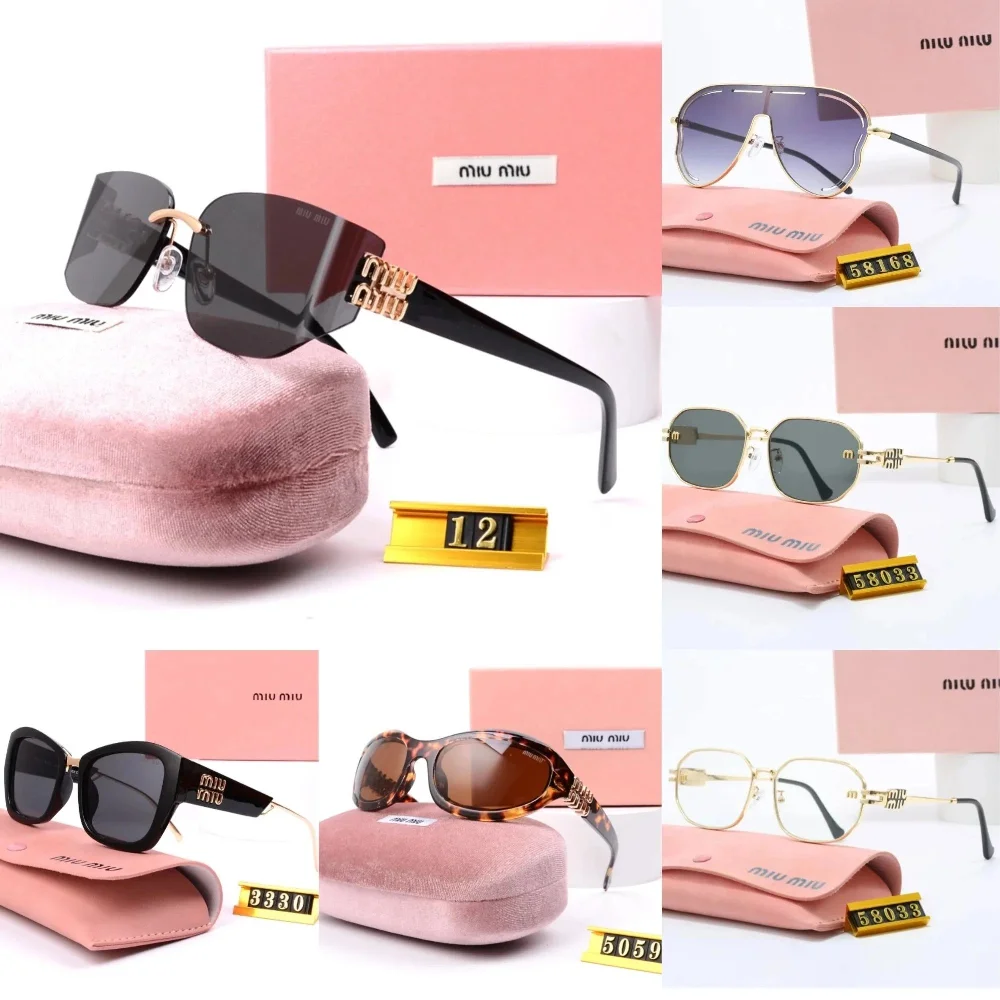 Miu Miu Metallic Logo Temples Sunglasses