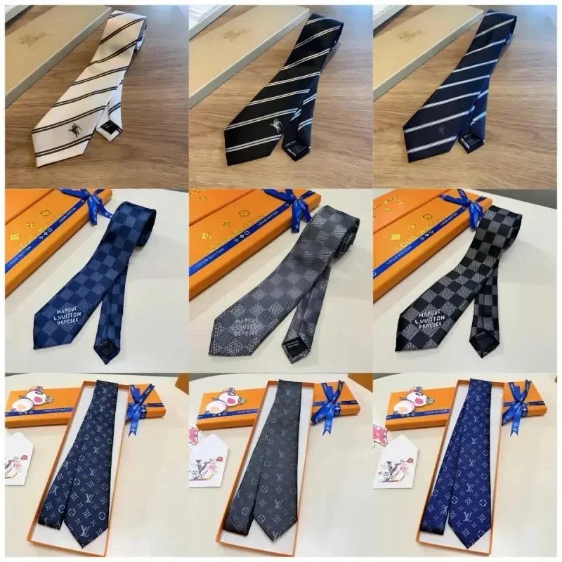 Louis Vuitton Monogram and Striped Silk Necktie