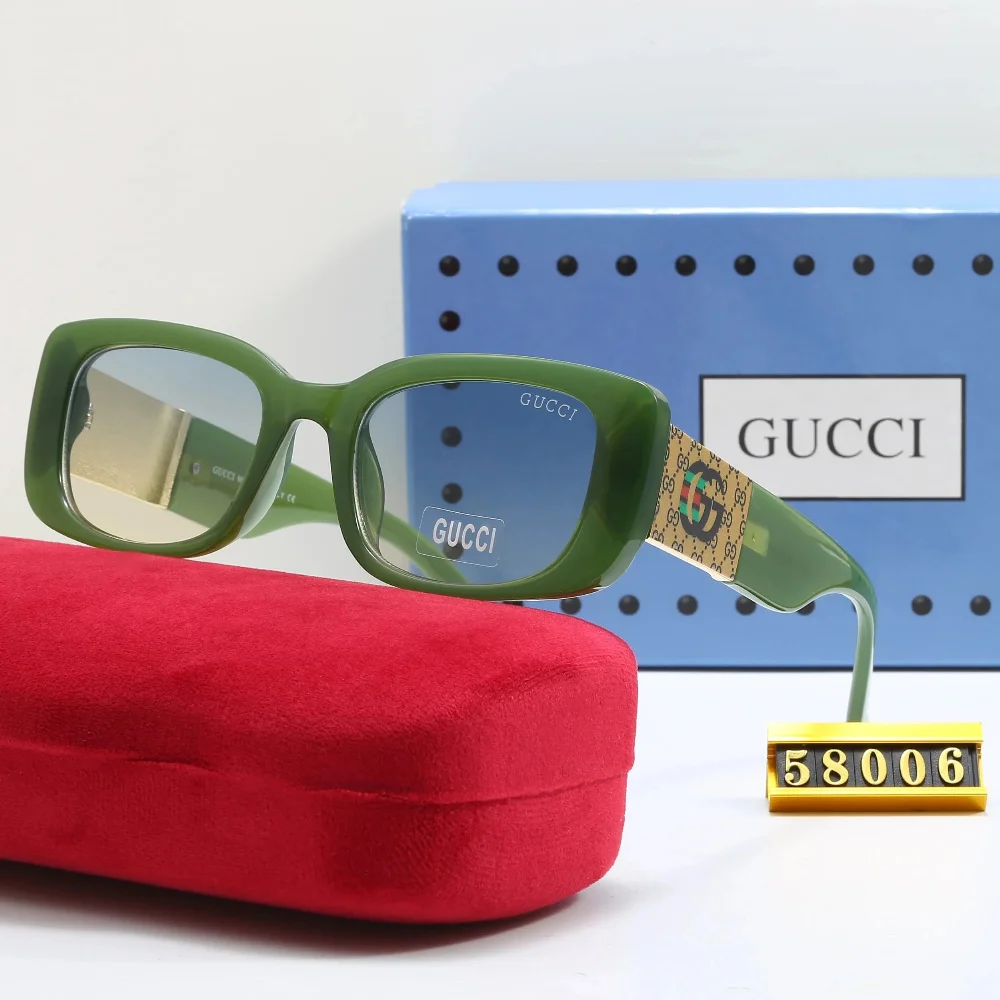 Gucci Olive green acetate rectangular sunglasses with gradient lenses