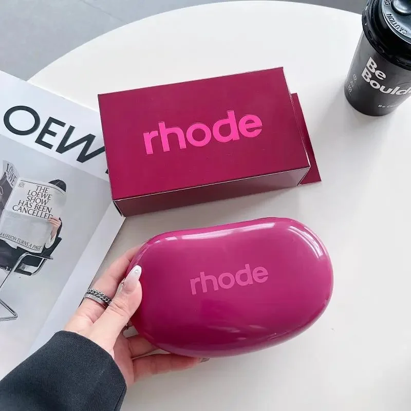 Rhode glossy magenta oval silicone cosmetic bag