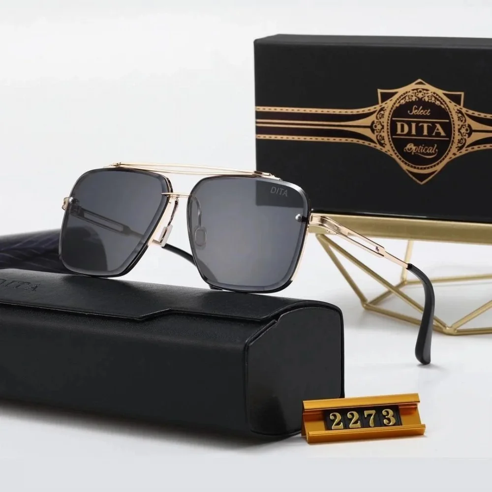 DITA Gold-tone metal aviator-style sunglasses with dark gradient lenses
